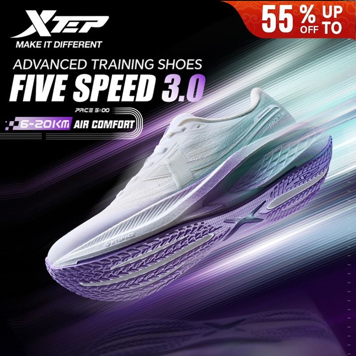 【xtep】Five Speed 3.0丨รองเท้าวิ่งผู้หญิงฤดูร้อนใหม่ระบายอากาศน้ําหนักเบากันกระแทกการฝึกอบรมรองเท้ากีฬา
