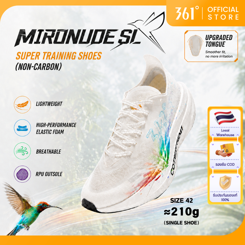 【361 Degrees】MiroNude SL│รองเท้าวิ่ง Super Trainer  ลิ้นรองเท้าอัปเกรดใหม่ ใส่ซ้อมทุกวัน นุ่ม เด้ง ซัพพอร์ตดี เหมาะสำหรับวิ่งและฟิตเนส 672622220