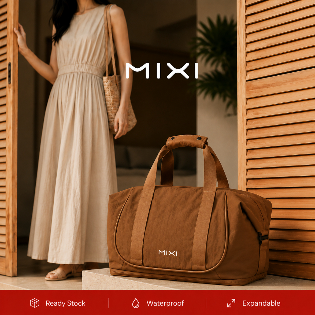 MIXI กระเป๋าเดินทางผู้หญิง กระเป๋าฟิตเนส ขยายได้ 19-26L กันน้ำ มีช่องรองเท้า แยกเปียกแห้ง 4 สี M3020