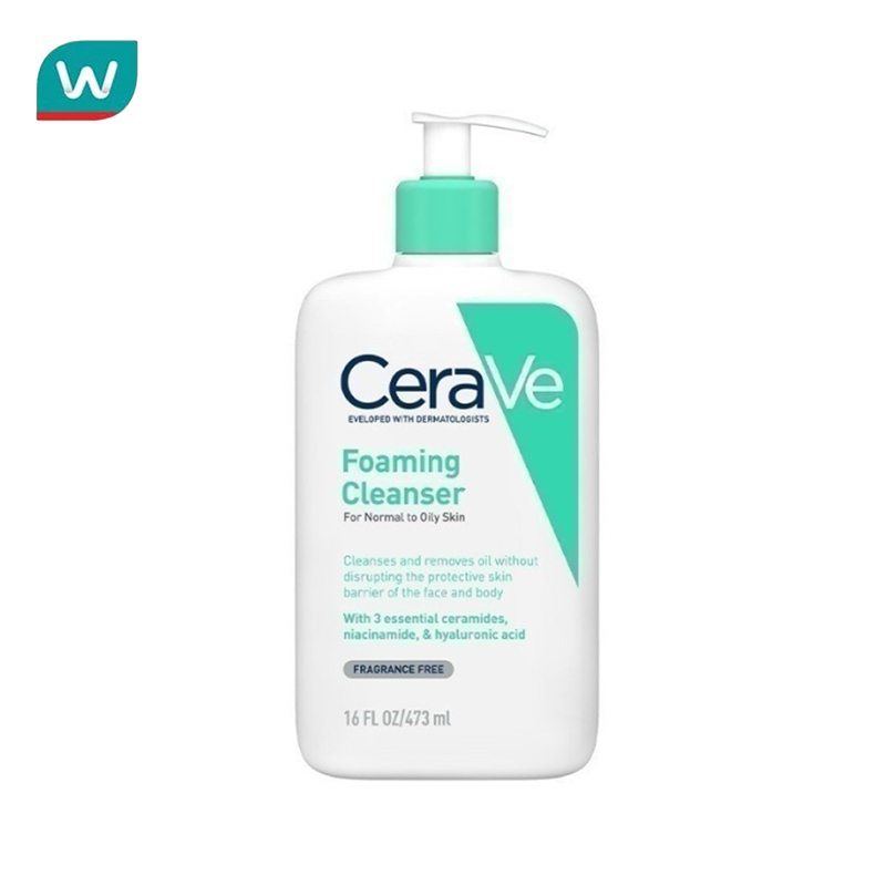 เซราวี CERAVE Foaming Cleanser โฟมทำความสะอาดผิวหน้าและผิวกายสำหรับผิวมัน สูตรสำหรับผิวมัน-ผสม 473ml.