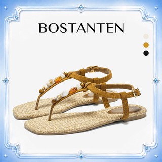 BOSTANTEN รองเท้าแตะผู้หญิง สายลูกปัด พื้นนุ่ม เบา ใส่สบาย ใส่ได้ทุกวัน Lucky Sandals
