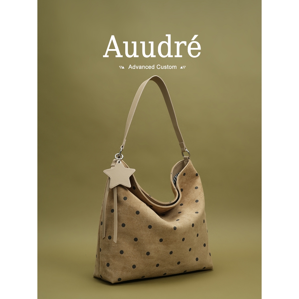 Auure กระเป๋าใต้วงแขนไหล่เดียวความจุขนาดใหญ่หญิง Polka Dot Commuter Tote Bag