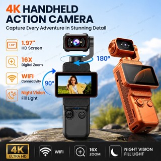 Camera Vlog cầm tay dạng túi 4K HD, màn hình xoay được lật 1.97 inch 180°, camera di động kích thước nhỏ, ống kính xoay cho việc du lịch, video blog