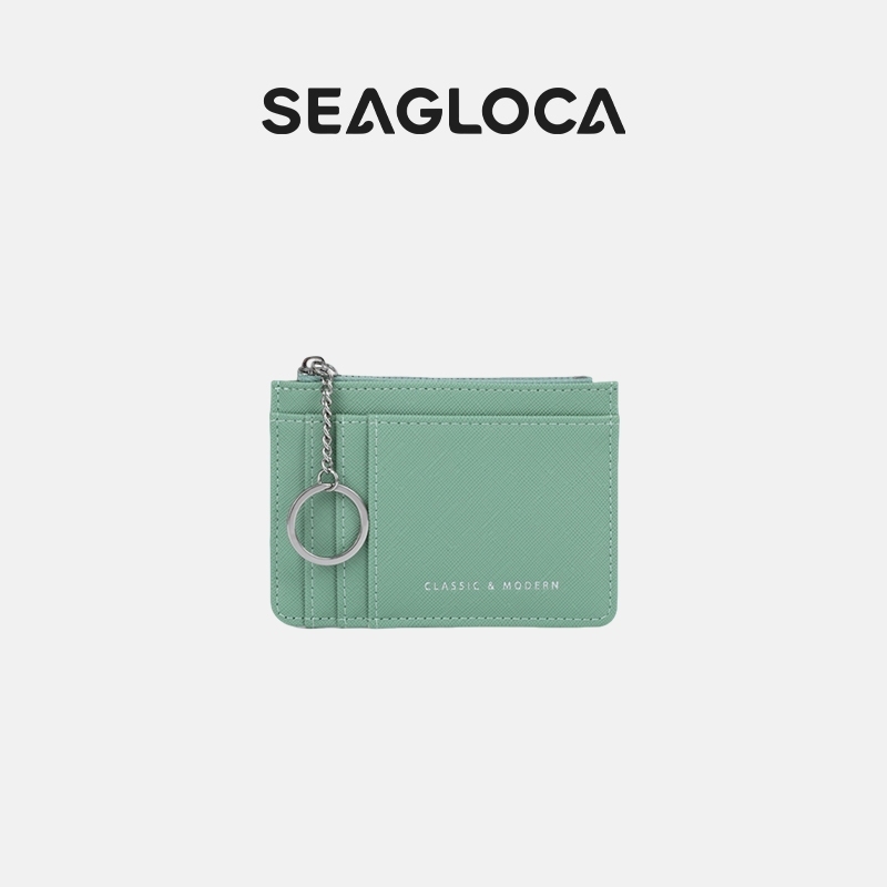 Seagloca ใหม่ กระเป๋าสตางค์ กระเป๋าใส่บัตร มีซิป บางเฉียบ สร้างสรรค์ มินิมอล สําหรับผู้หญิง No 1723