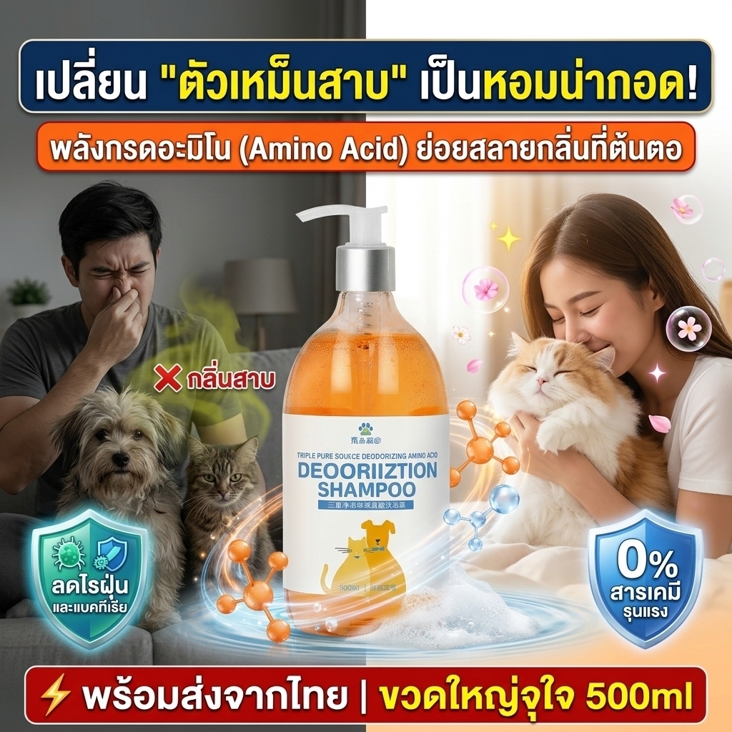 แชมพูหมาแมว ดับกลิ่นสาบ ลดแบคทีเรีย