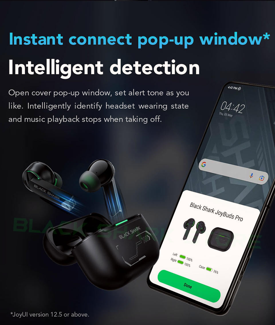 Black Shark JoyBuds Pro ANC TWS หูฟังเกมมิ่ง บลูทูธ 5.2 14.2 มม. ชาร์จ ...