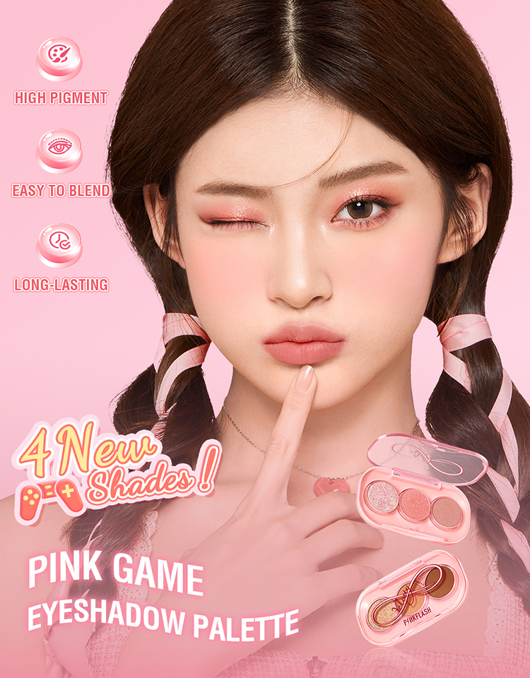 ข้อมูลประกอบของ Pinkflash เฉดสีใหม่ Pinkgame พาเลทอายแชโดว์เกม สีชมพู กันน้ํา ติดทนนาน