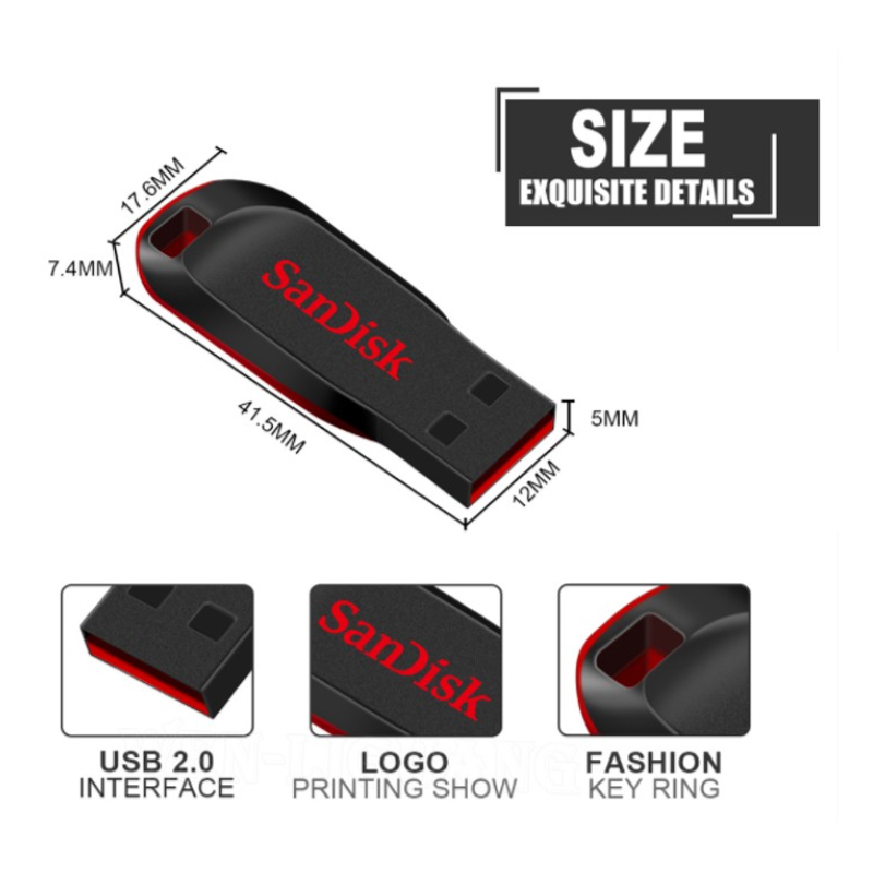 ข้อมูลเพิ่มเติมของ USB2.0 SanDisk 128GB ความจุจริงแฟลชไดรฟ์ปากกาไดรฟ์ 64gb 32gb 16gb 8gb USB Stick ปากกาดิสก์