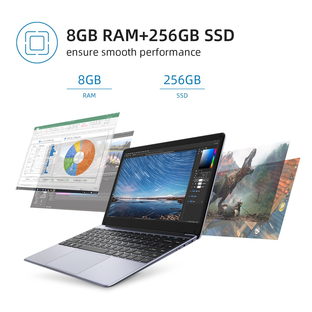 ภาพประกอบของ Chuwi Herobook Pro FHD แล็ปท็อป หน้าจอ 14.1 นิ้ว Intel Celeron N4020 dual core UHD Graphics 600 GPU 8GB RAM 256GB SSD Windows 11