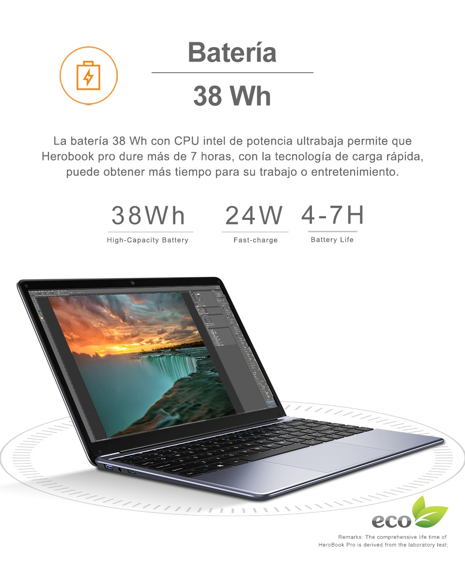 ภาพประกอบของ Chuwi Herobook Pro FHD แล็ปท็อป หน้าจอ 14.1 นิ้ว Intel Celeron N4020 dual core UHD Graphics 600 GPU 8GB RAM 256GB SSD Windows 11