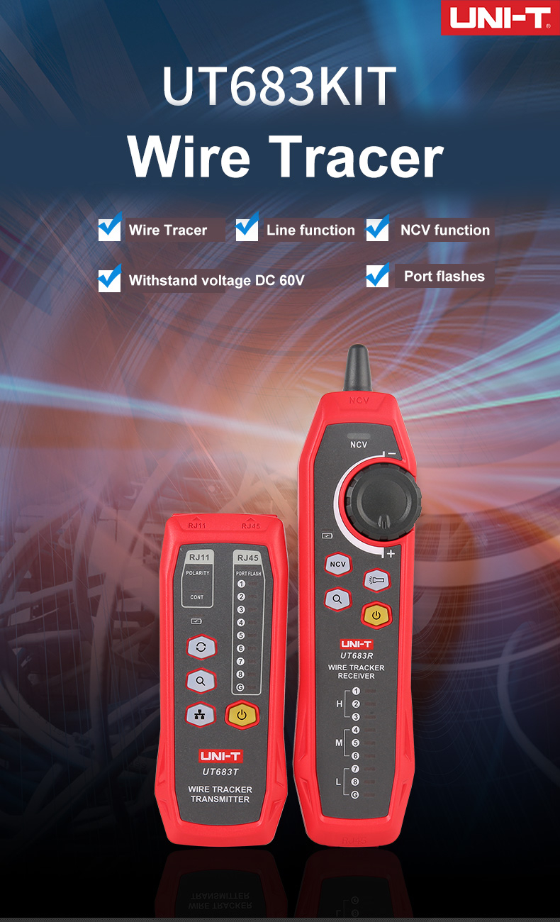 UNI-T UT683KIT Wire Tracker เครื่องทดสอบติดตามสาย RJ45, RJ11 อุปกรณ์ ...