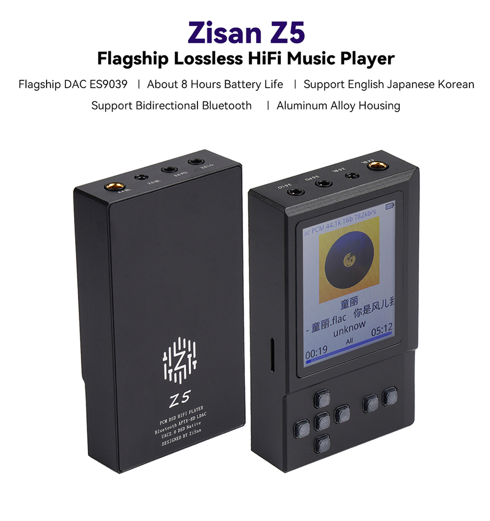 Zisan Zishan Z5 Es9039 เครื่องเล่นเพลง Mp3 Hifi Usb Dac พร้อมบลูทูธ Ldac Aptx Hd Wifi Dsd 35 2 