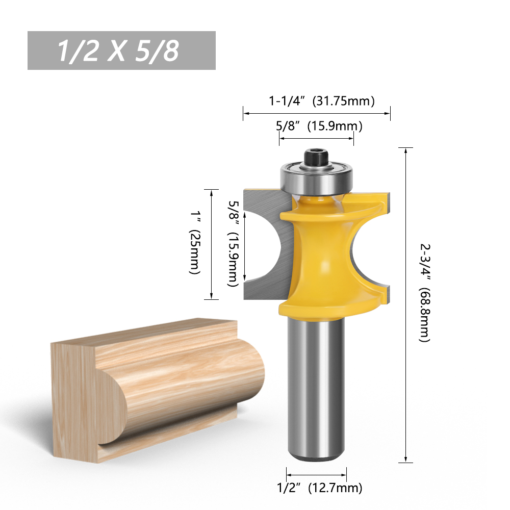 LAVIE 1 PC 1/2 Shank Bullnose ครึ่งรอบ Bit Endmill Router Bits ไม้ 2 ...