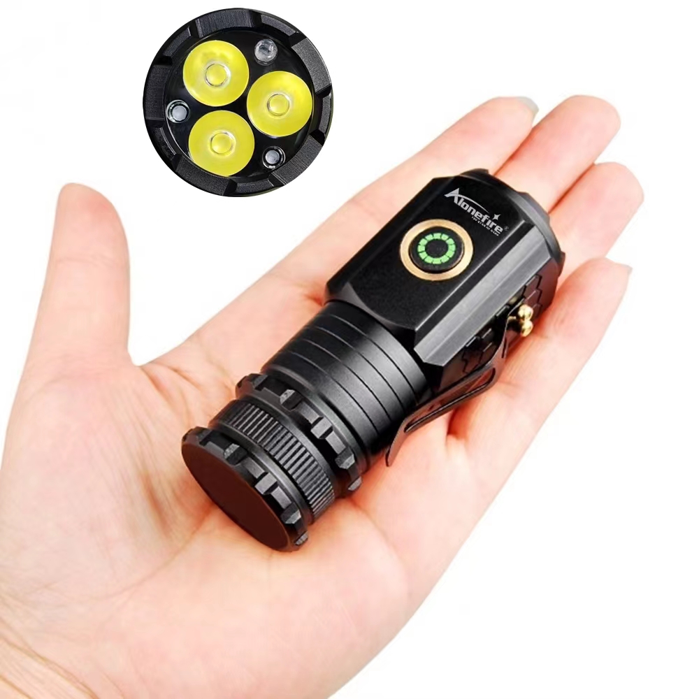 AloneFire X23 Super Bright Mini ไฟฉาย EDC กลางแจ้ง 3 LED แบบพกพา TYPE-C ...