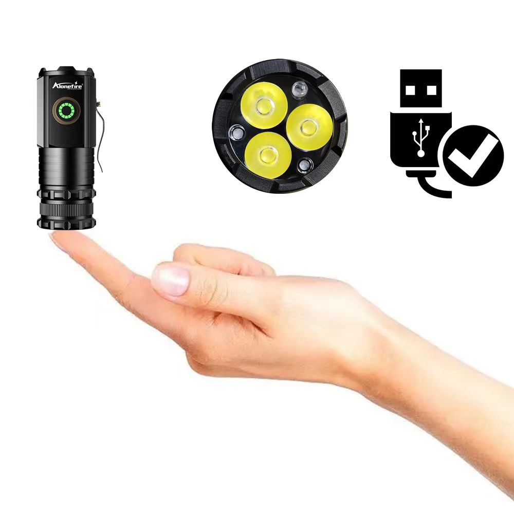 AloneFire X23 Super Bright Mini ไฟฉาย EDC กลางแจ้ง 3 LED แบบพกพา TYPE-C ...