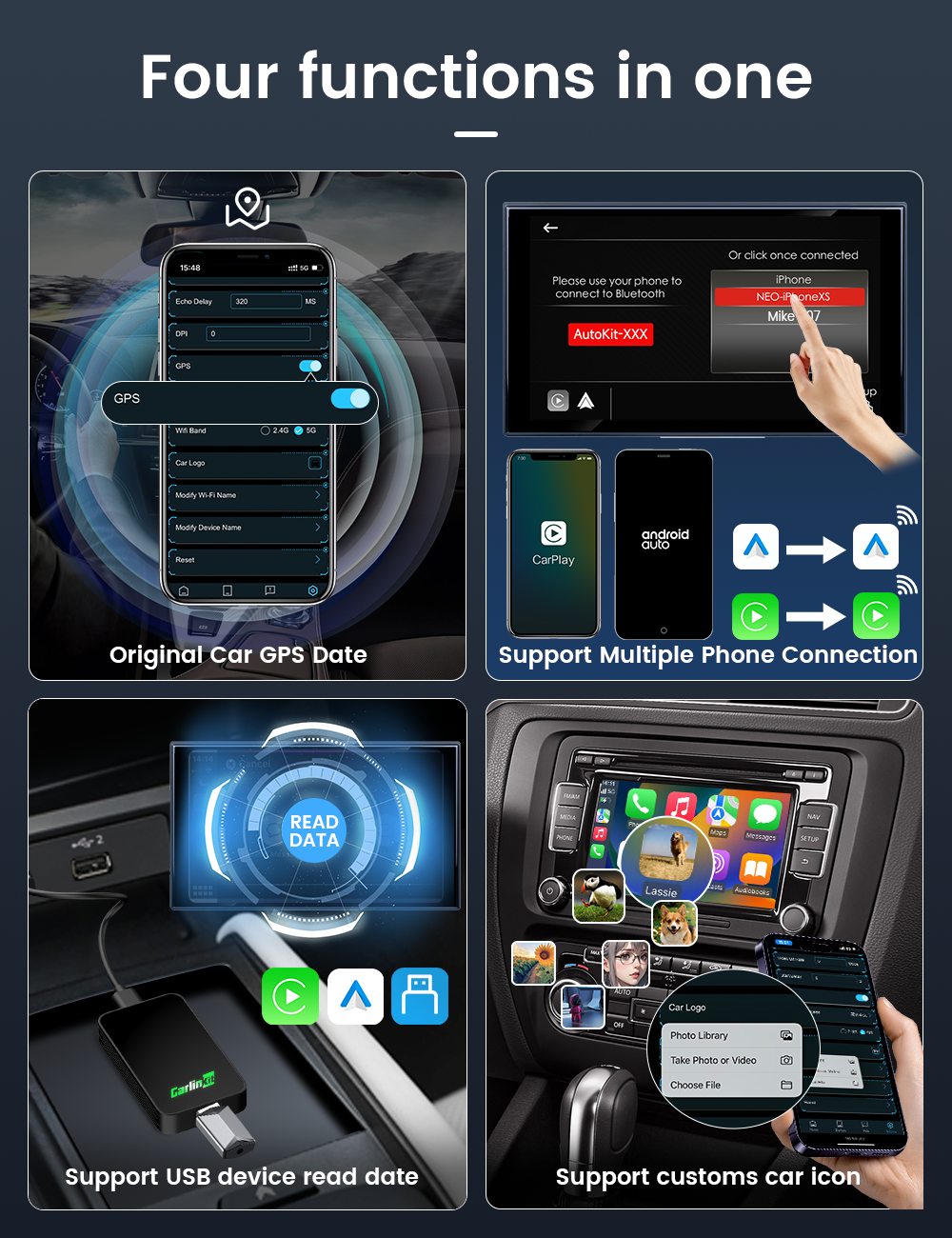 Carlinkit 5.0 ผลิตภัณฑ์ใหม่ 2 -in -1 Wireless CarPlay Wireless Android ...