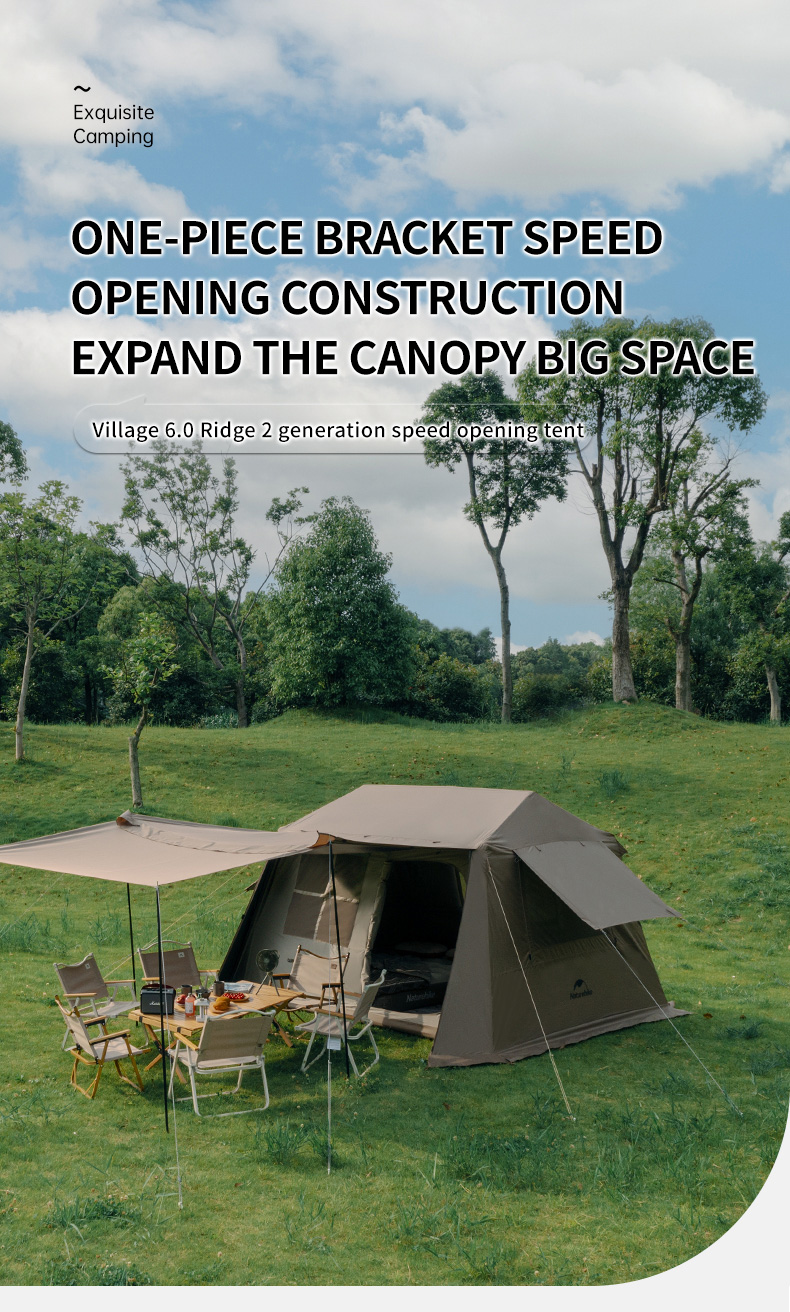 Naturehike Village 6.0 2 Generation เต็นท์เปิดอัตโนมัติ สําหรับครอบครัว ตั้งแคมป์กลางแจ้ง