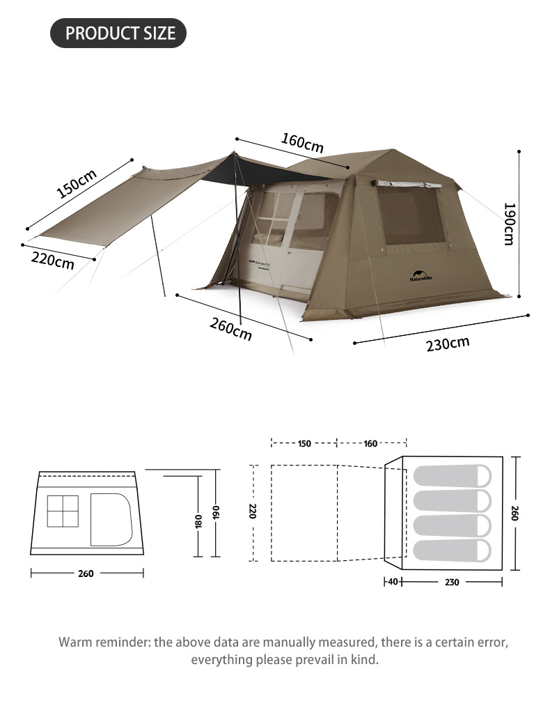 Naturehike Village 6.0 2 Generation เต็นท์เปิดอัตโนมัติ สําหรับครอบครัว ตั้งแคมป์กลางแจ้ง