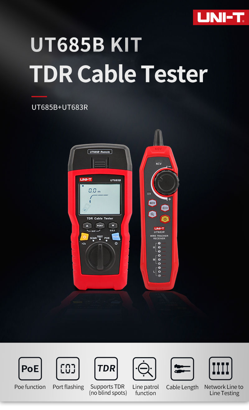 UNI-T UT685B KIT TDR เครื่องทดสอบสายเคเบิล 500m Cable Length Test POE ...
