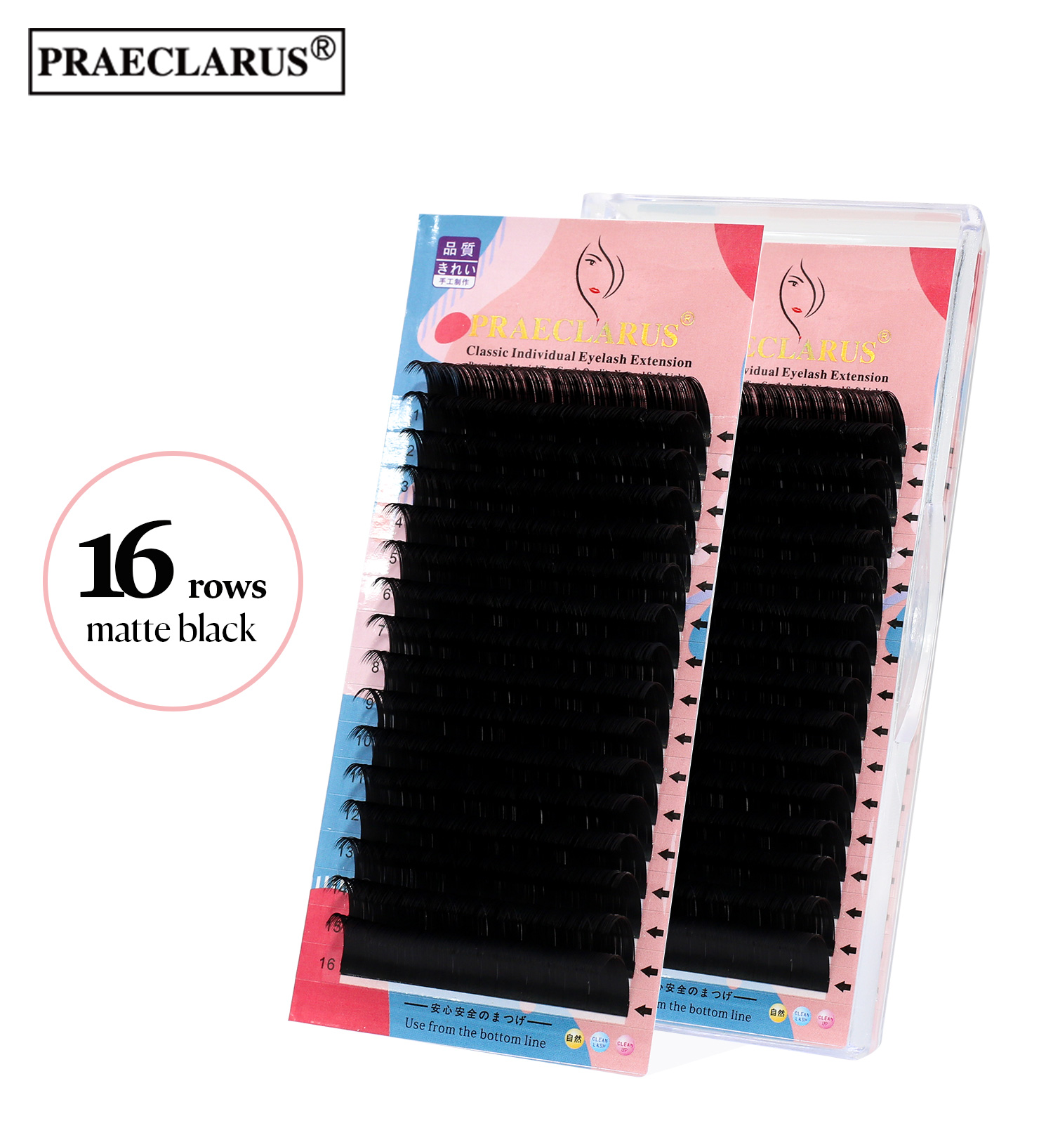 PRAECLARUS ขนตาปลอม ขนมิงค์เทียม กึ่งถาวร 16 แถว สีดําด้าน คุณภาพสูง ...