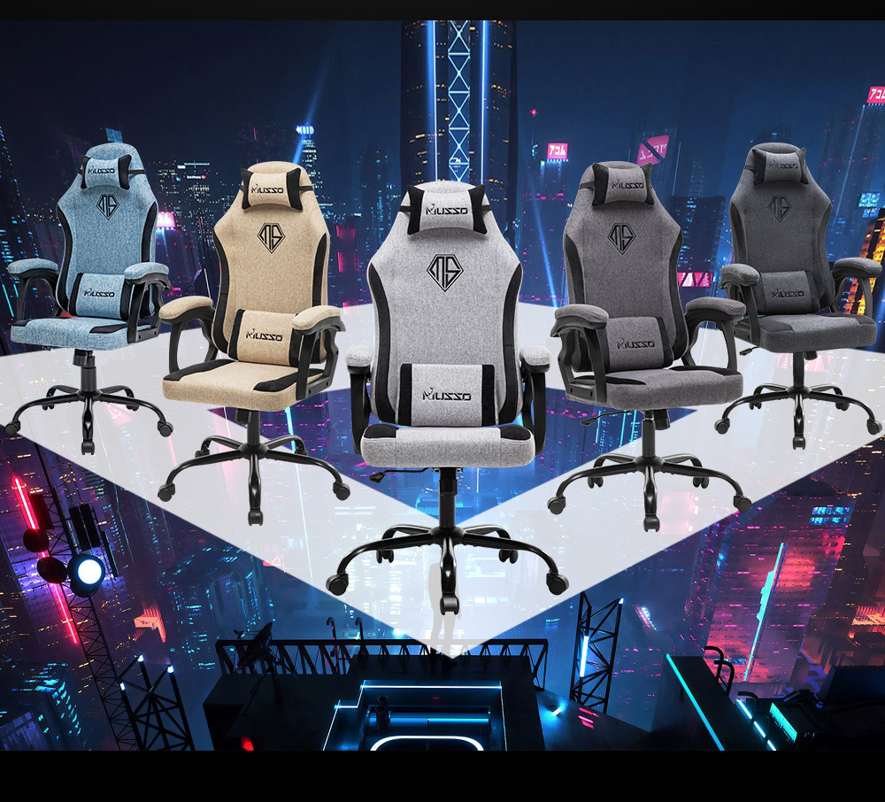 MUSSO รุ่น Navigator Series Model 2 เก้าอี้เกมมิ่งผ้า พร้อมทั้งพนักพิงศีรษะและเอว ไม่มีที่พักเท้า ราคาดีเก้าอี้สีดำ เก้าอี้สีเทา เก้าอี้พนักพิงสูง เก้าอี้เบาะ นุ่ม Gaming Chair