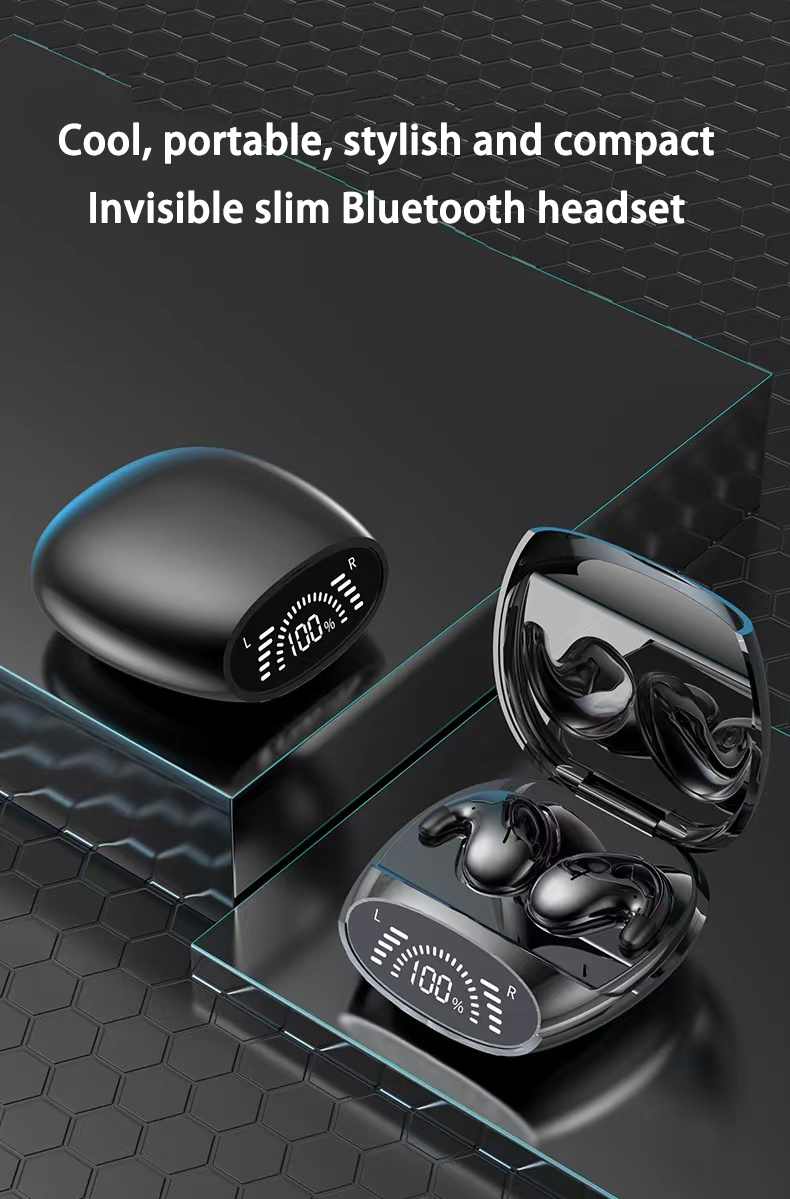 หูฟังใส่นอน หูฟังบลูทูธ MD528 TWS หูฟังไร้สาย Bluetooth 5.3 หูฟังกันน้ำจอแสดงผล LED ที่มองไม่เห็น ไร้สายชนิดใส่ในหูบางเฉียบ