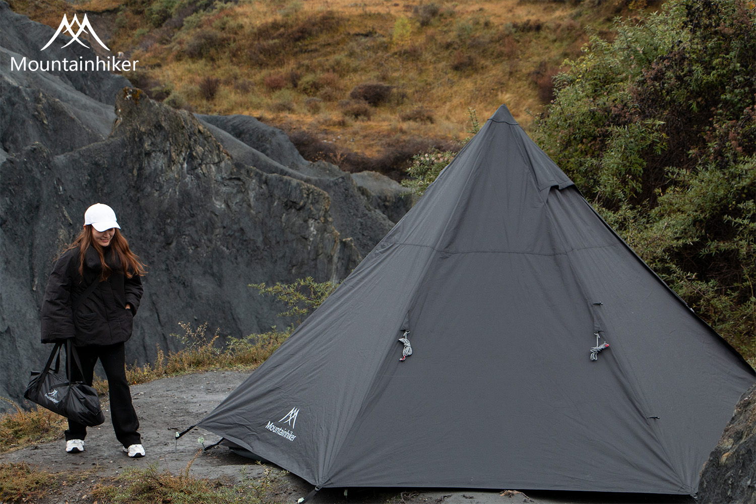 Mountainhiker เต็นท์​กระโจม​ ทรง6เหลี่ยม เดินป่า​ แคมปิ้ง กันน้ำ 3,000 mm สนาม (สำหรับ5-6)คน ขนาด 370 x 325 x 200 cm