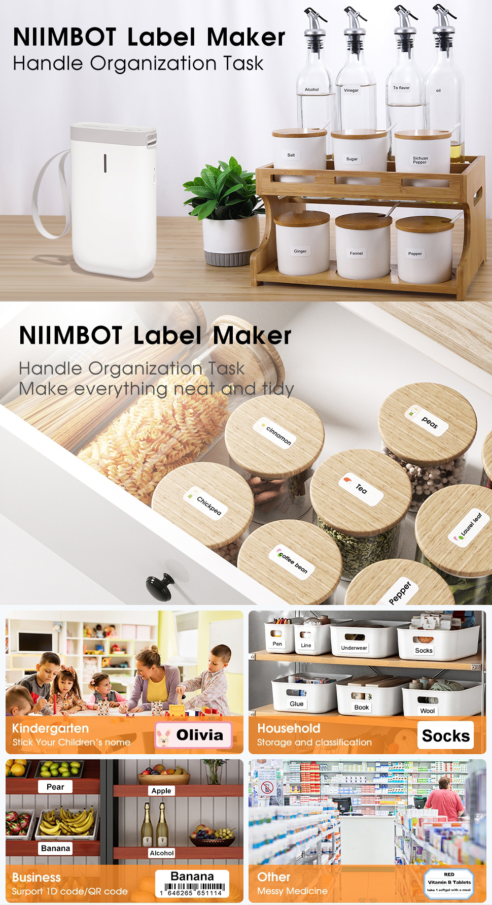 NIIMBOT D11 D110 เครื่องพิมพ์ฉลากแบบพกพา Calbe Label Maker เทป Nimbot ...