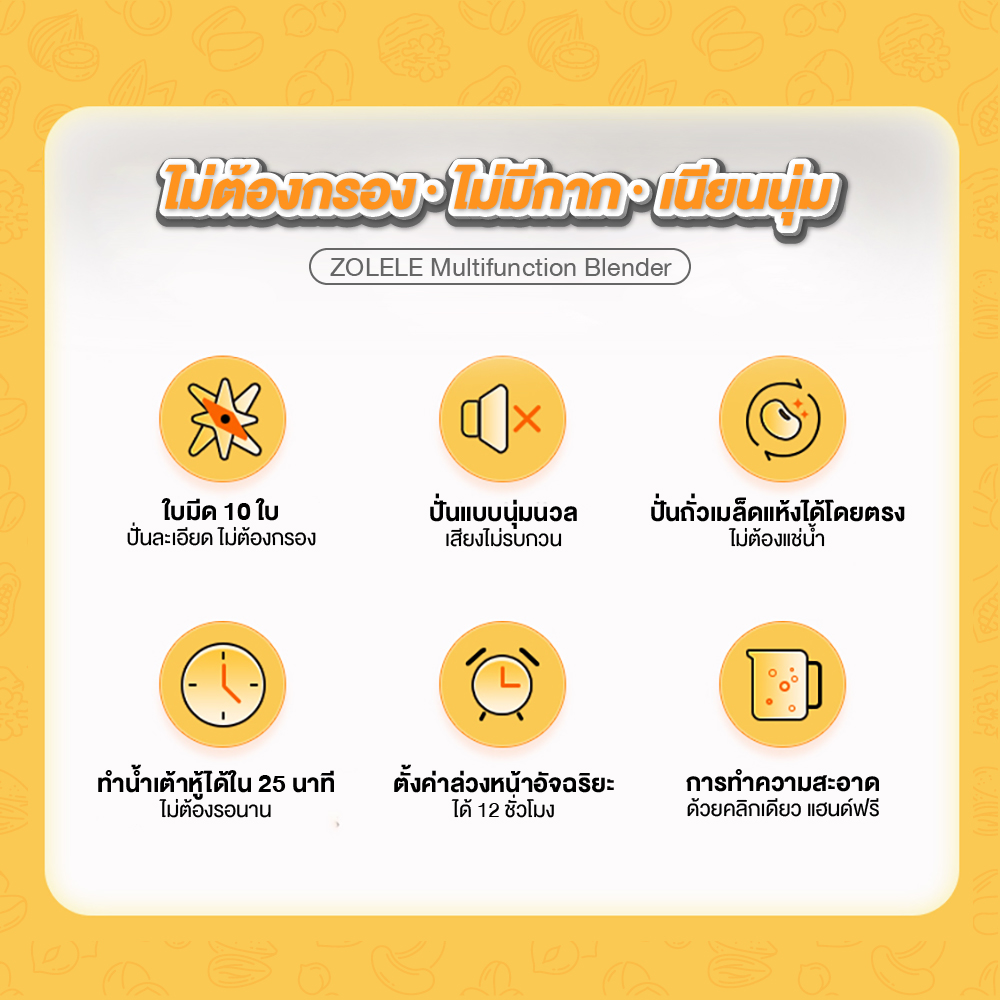 ZOLELE เครื่องปั่นอเนกประสงค์ เครื่องทำน้ำเต้าหู้ 0.6L กำลังสูง 150W ใบมีดสแตนเลส อเนกประสงค์ ทำง่าย ใช้งานง่าย MB601