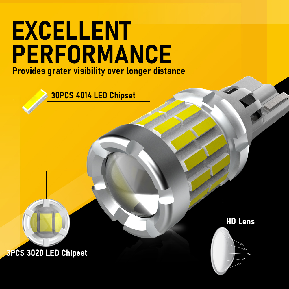 Tuffoo หลอดไฟถอยหลังรถยนต์ LED T15 W16W T15 T16 6000K DC12V สีขาว 2 ...