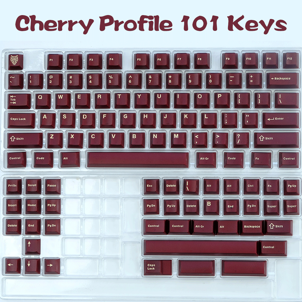 Pyga wine red keycaps cherry profile No pad area Doubleshot ABS ...