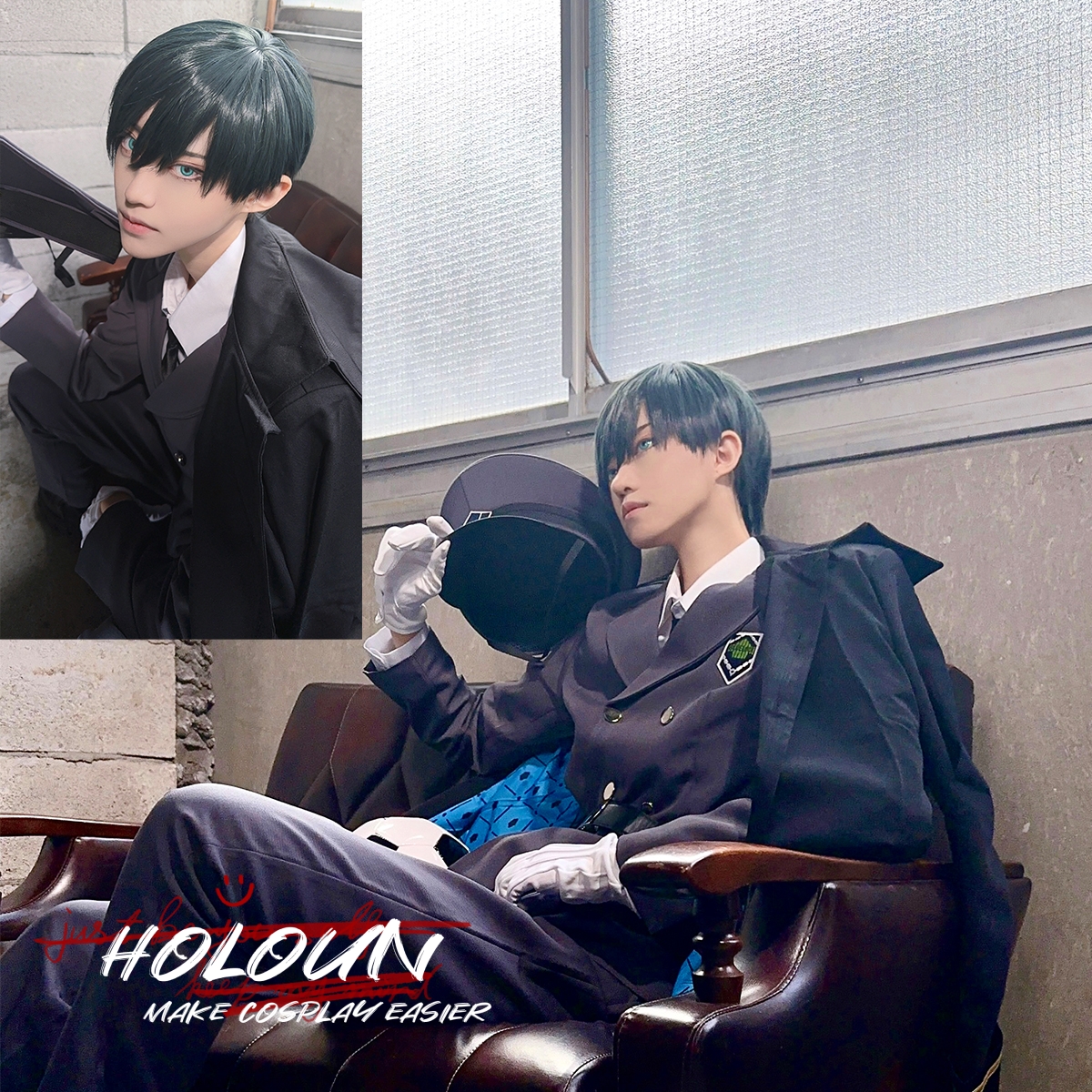 Holoun Blue Lock Rin Cosplay วิกผมคอสเพลย์ รูปการ์ตูนอนิเมะ Rin สีฟ้า ...