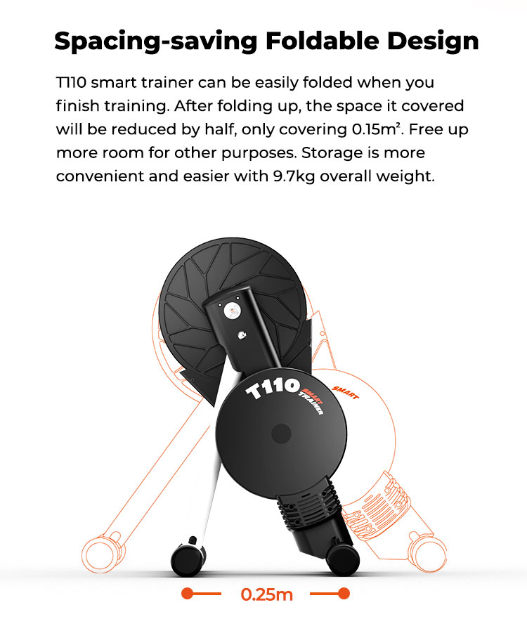 Magene T110 Smart Bike Trainer ความต้านทานแบบพับได้ไดรฟ์โดยตรง