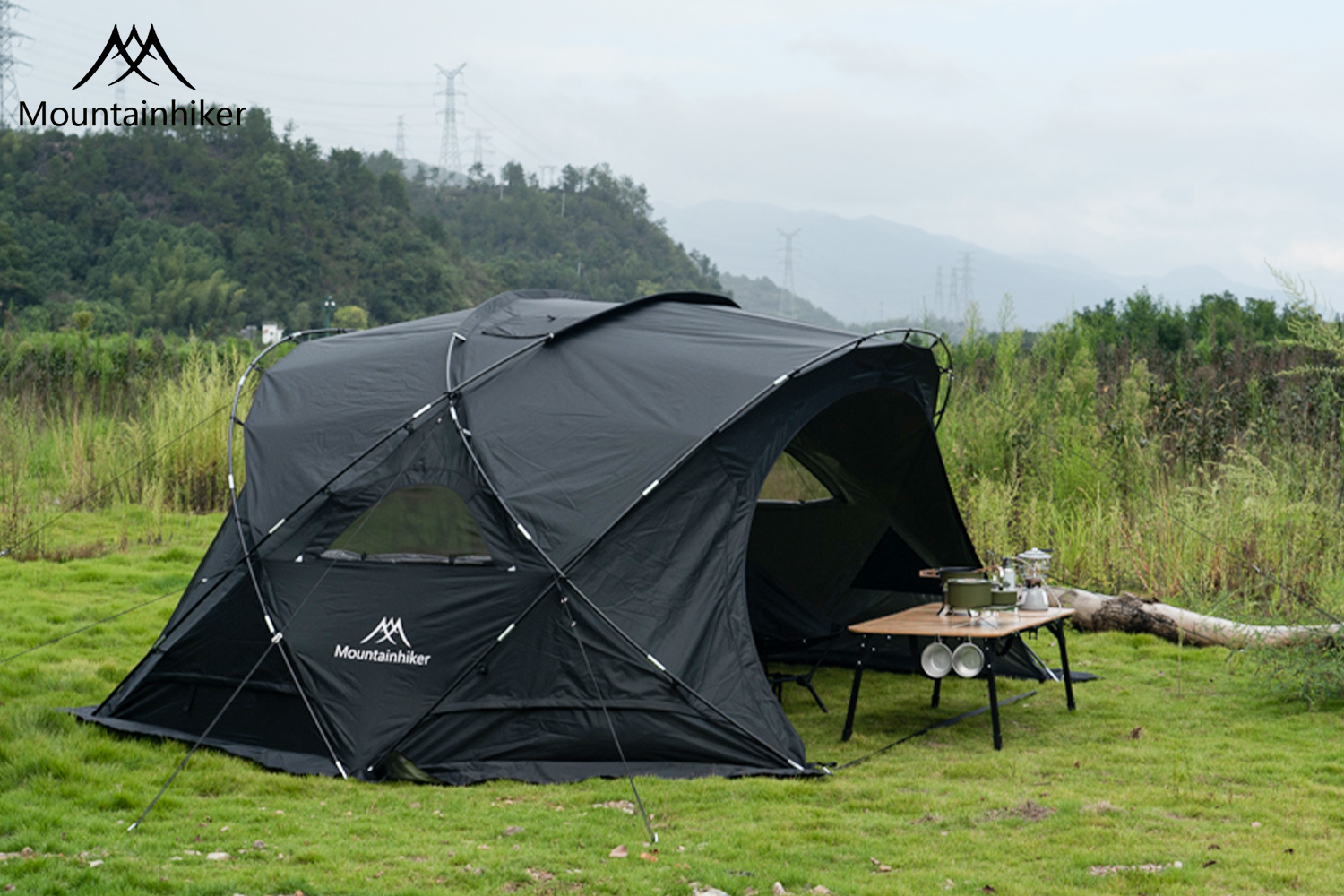 Mountainhiker พร้อมส่ง เต็นท์ทรงกลมขนาดใหญ่ เต็นท์สนาม เต็นท์นอน เต็นท์สนามเดินป่า สําหรับ 8-15 คน （เต้นท์+ผ้า+มุ้ง）
