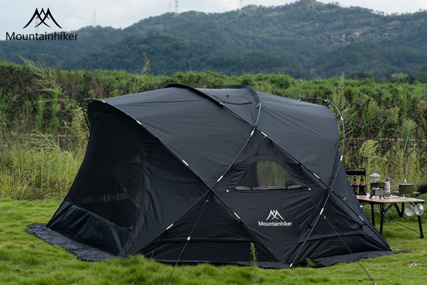 Mountainhiker พร้อมส่ง เต็นท์ทรงกลมขนาดใหญ่ เต็นท์สนาม เต็นท์นอน เต็นท์สนามเดินป่า สําหรับ 8-15 คน （เต้นท์+ผ้า+มุ้ง）