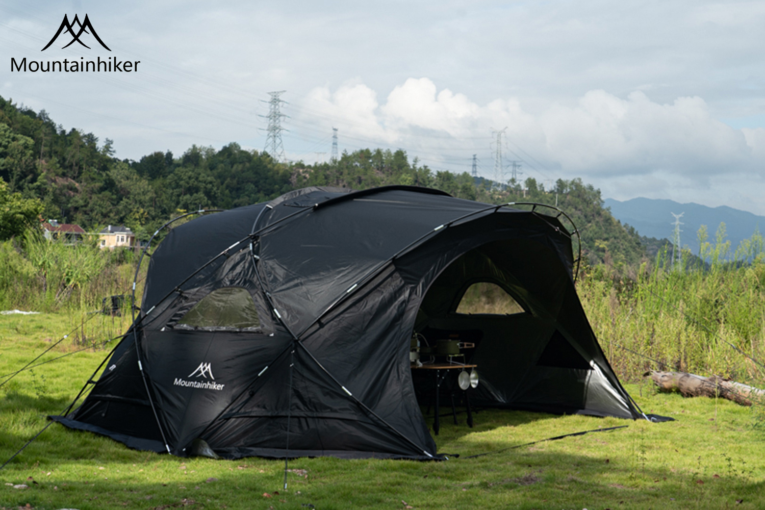 Mountainhiker พร้อมส่ง เต็นท์ทรงกลมขนาดใหญ่ เต็นท์สนาม เต็นท์นอน เต็นท์สนามเดินป่า สําหรับ 8-15 คน （เต้นท์+ผ้า+มุ้ง）
