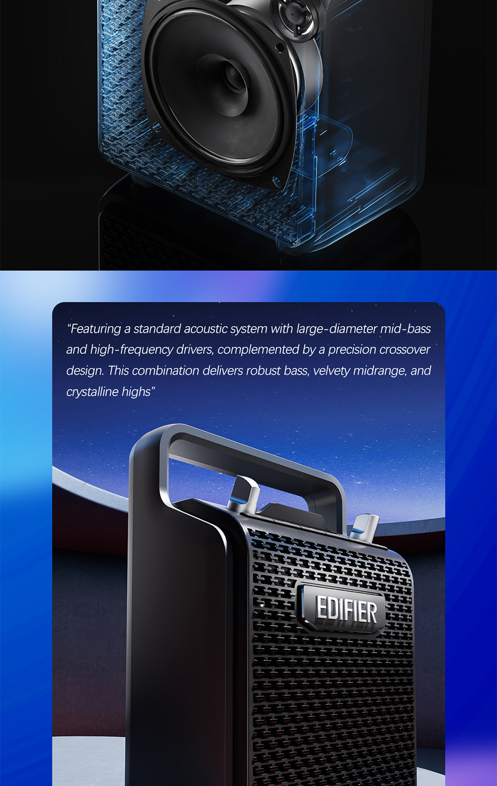 Edifier PP205 ลำโพงคาราโอเกะ Bluetooth 5.0 แบบพกพา ดอกลำโพงคู่ หน้าจอ ...