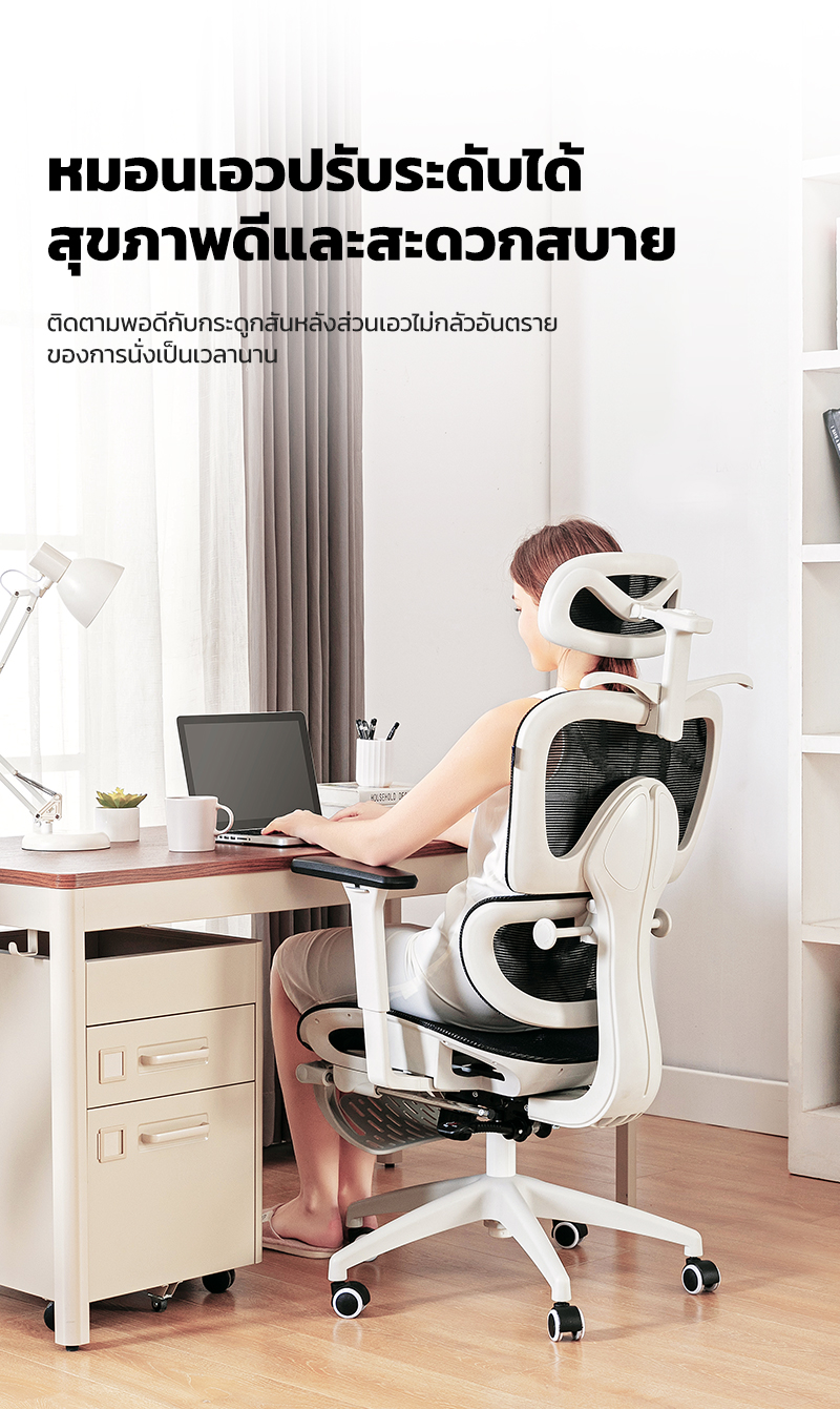 MUSSO รุ่น E600 เก้าอี้สีดำ เก้าอี้สีเทา เก้าอี้สำนักงานตามหลักสรีรศาสตร์ ที่วางแขน 3D พนักพิงศีรษะปรับได้พร้อมสนับสนุนเอวปรับได้เก้าอี้สำนักงานตามหลักสรี