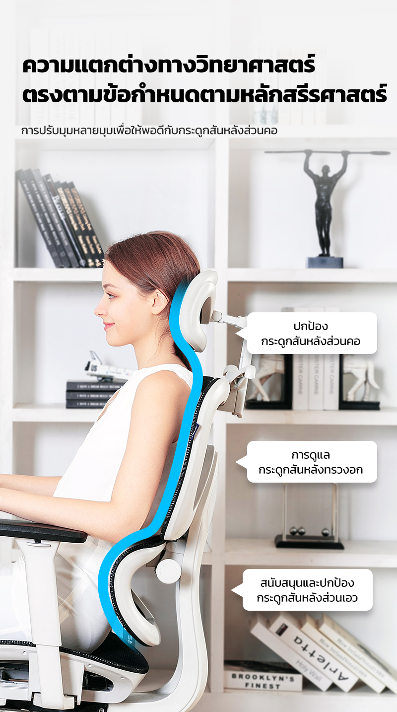 MUSSO รุ่น E600 เก้าอี้สีดำ เก้าอี้สีเทา เก้าอี้สำนักงานตามหลักสรีรศาสตร์ ที่วางแขน 3D พนักพิงศีรษะปรับได้พร้อมสนับสนุนเอวปรับได้เก้าอี้สำนักงานตามหลักสรี