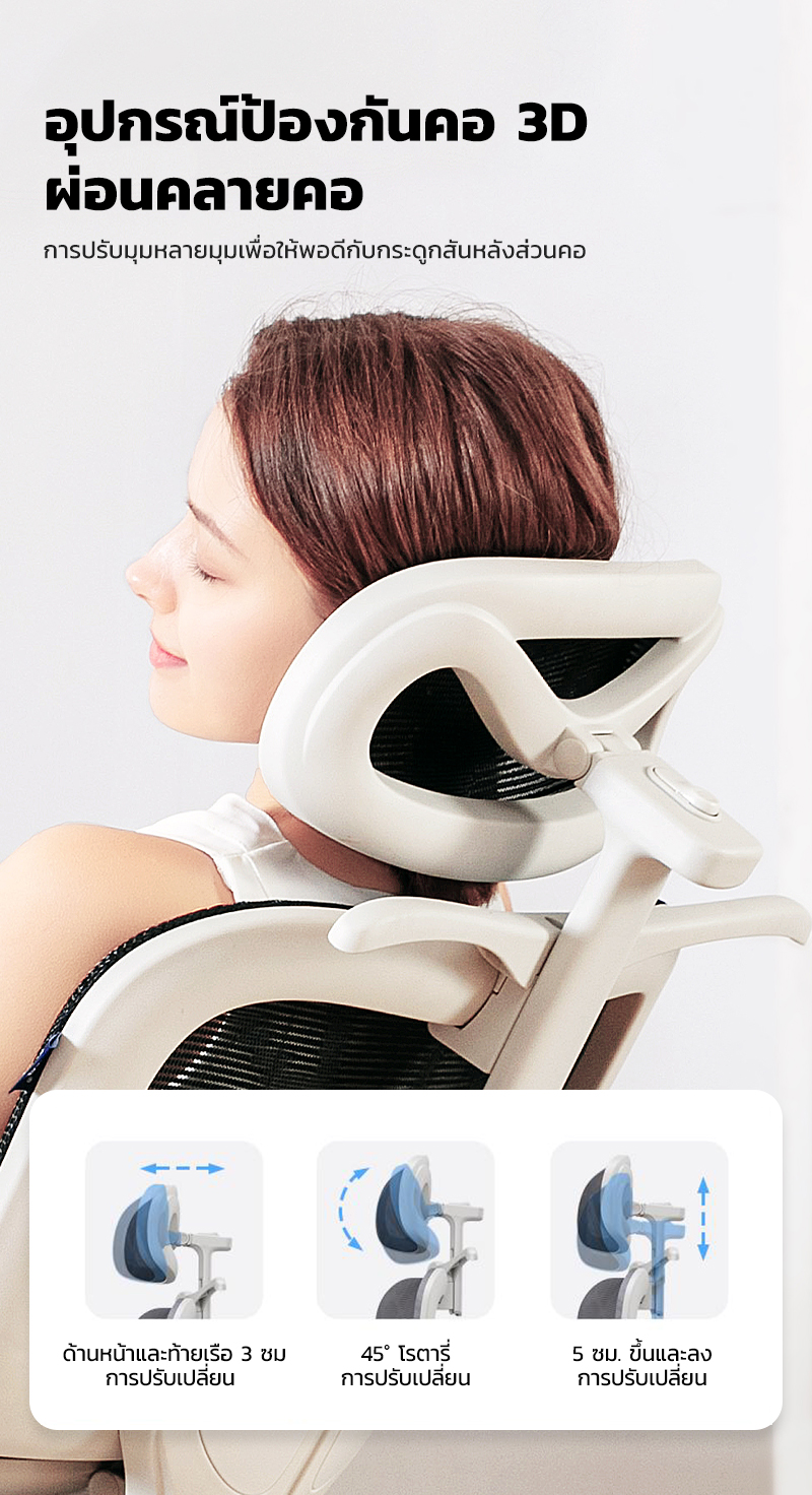 MUSSO รุ่น E600 เก้าอี้สีดำ เก้าอี้สีเทา เก้าอี้สำนักงานตามหลักสรีรศาสตร์ ที่วางแขน 3D พนักพิงศีรษะปรับได้พร้อมสนับสนุนเอวปรับได้เก้าอี้สำนักงานตามหลักสรี