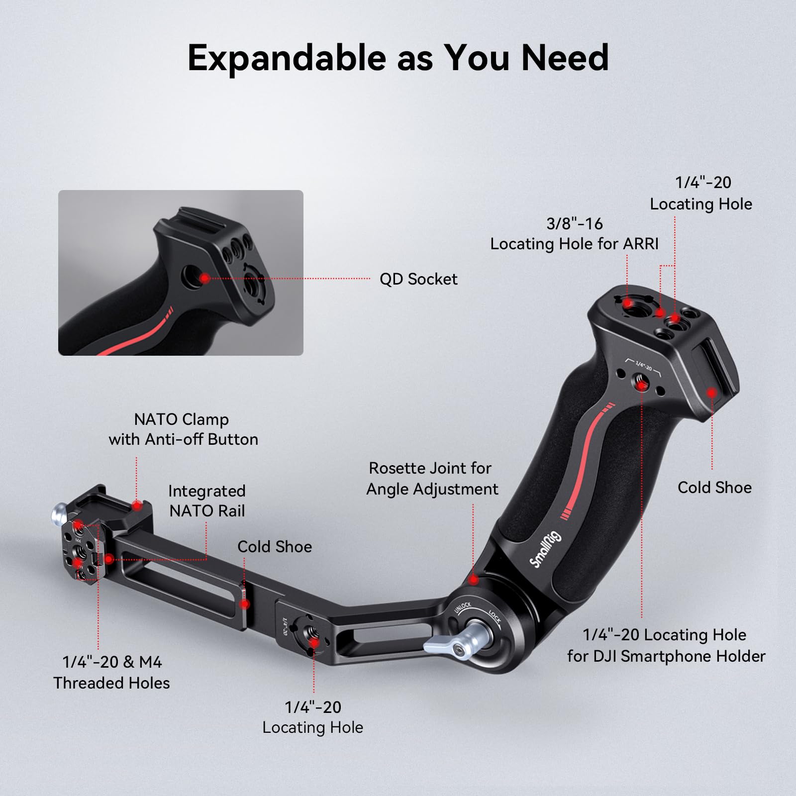 Smallrig ด้ามจับปรับได้ สําหรับ DJI RS 2 RSC 2 RS 3 RS 3 Pro RS 3 Mini ...