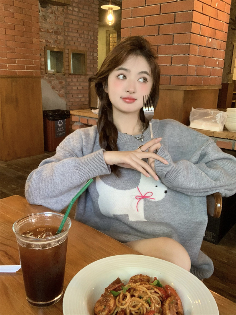 Ruo Bei Xuan เสื้อกันหนาว คอกลม ผ้าถัก สไตล์อ่อนโยน สําหรับผู้หญิง ...