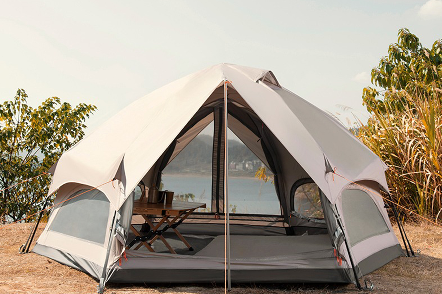 Mountainhiker เต็นท์ตั้งแคมป์ MG Hexagon Tent คนกันฝนและแดดเต็นท์เห็ด ของแท้ เห็ดสำหรับครอบครัว 6-8