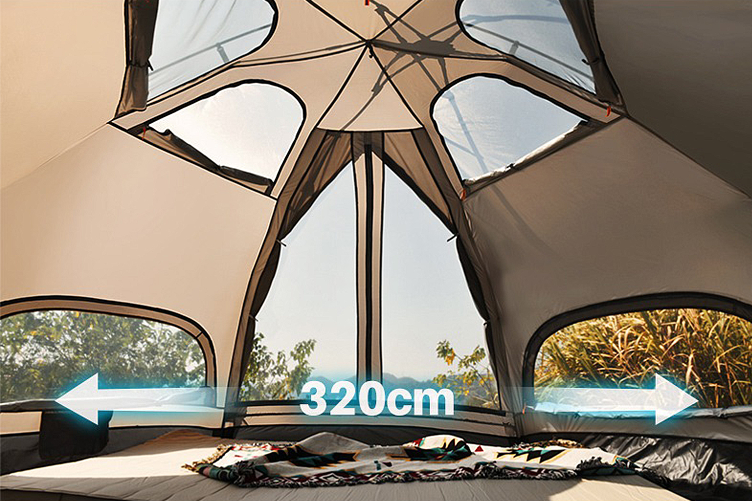 Mountainhiker เต็นท์ตั้งแคมป์ MG Hexagon Tent คนกันฝนและแดดเต็นท์เห็ด ของแท้ เห็ดสำหรับครอบครัว 6-8