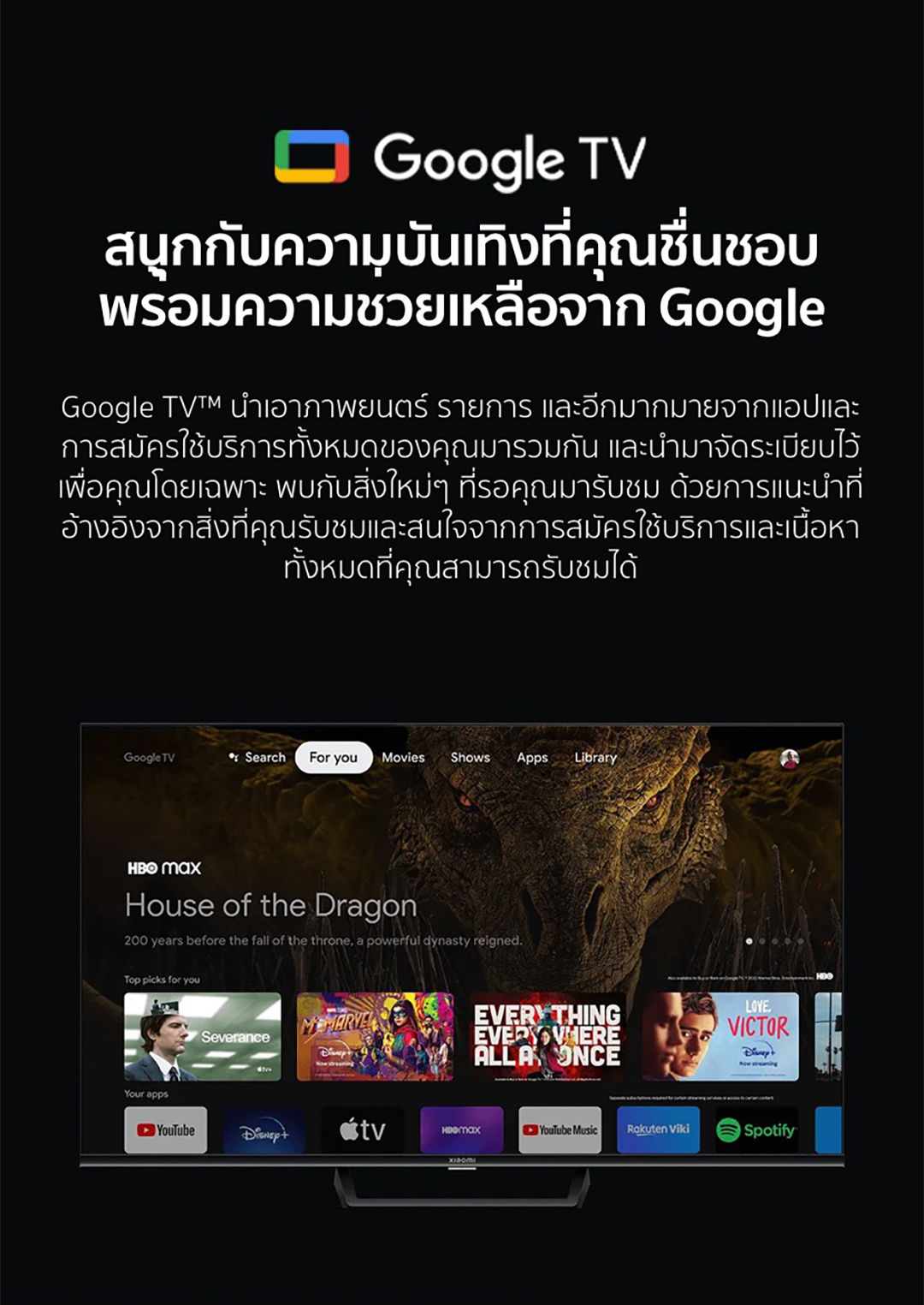 XIAOMI TV ทีวี ขนาด 43 นิ้ว 4K Google สมาร์ท TV รุ่น 43A Pro Full-screen design Mihome control Google/Netflix&Youtube&WeTV HDR