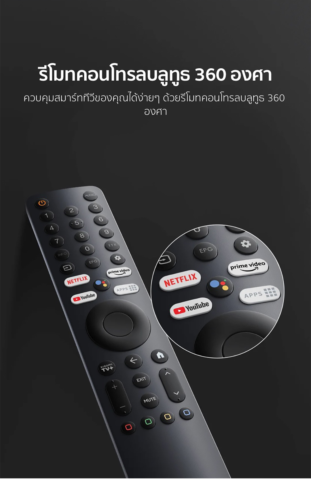 XIAOMI TV ทีวี ขนาด 43 นิ้ว 4K Google สมาร์ท TV รุ่น 43A Pro Full-screen design Mihome control Google/Netflix&Youtube&WeTV HDR