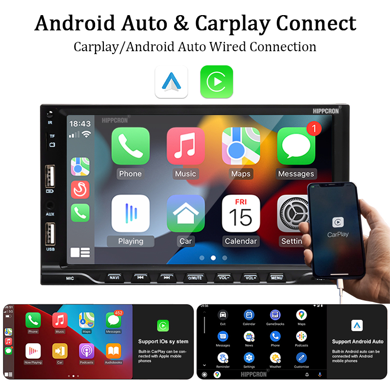 Central Multimedia Carplay 1 Din 7 นิ้ว MP5 บลูทูธ USB/AUX/TF ...