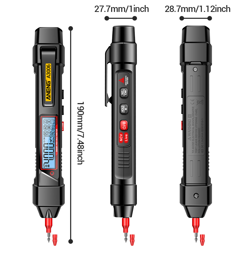 Aneng A3006 ปากกามัลติมิเตอร์ทดสอบแรงดันไฟฟ้า AC DC โอห์ม Hz 4000 ครั้ง ...