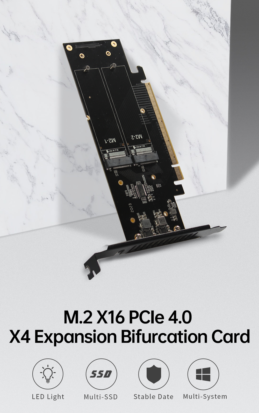 Jeyi การ์ดขยาย SSD M.2 X16 PCIe 4.0 X4 พร้อมฮีทซิงค์ รองรับ 4 NVMe M.2 ...