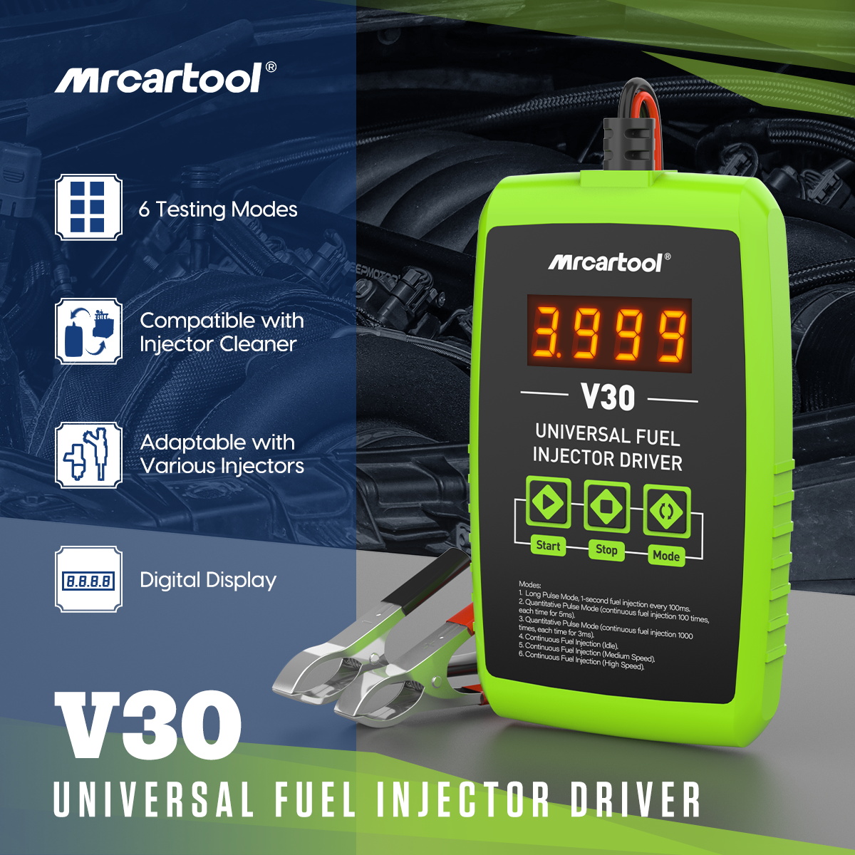 MRCARTOOL V30 การใช้หัวฉีด Test DRIVER ยานยนต์เครื่องตรวจจับหัวฉีด ...